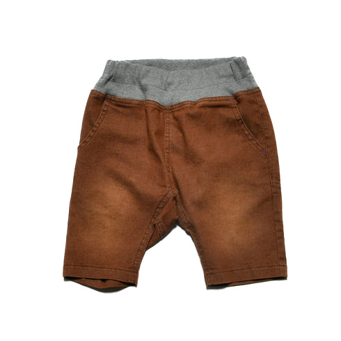 【130/140/150】カラーデニムハーフサルエルパンツ 1524601j